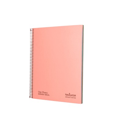 Cuaderno espiral navigator a4 micro tapa forrada 120h 80gr cuadro 5mm 5 bandas 4 taladros color rosa