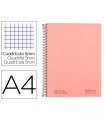 Cuaderno espiral navigator a4 micro tapa forrada 120h 80gr cuadro 5mm 5 bandas 4 taladros color rosa