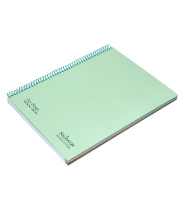 Cuaderno espiral navigator a4 micro tapa forrada 120h 80gr cuadro 5mm 5 bandas 4 taladros color menta