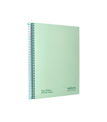 Cuaderno espiral navigator a4 micro tapa forrada 120h 80gr cuadro 5mm 5 bandas 4 taladros color menta