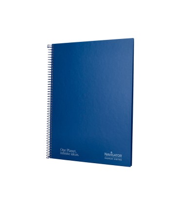 Cuaderno espiral navigator a4 micro tapa forrada 80h 80gr cuadro 5mm una banda color azul marino