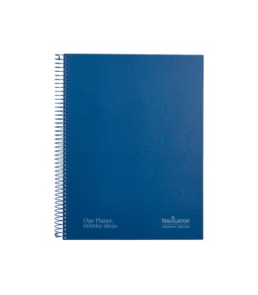 Cuaderno espiral navigator a4 micro tapa forrada 80h 80gr cuadro 5mm una banda color azul marino