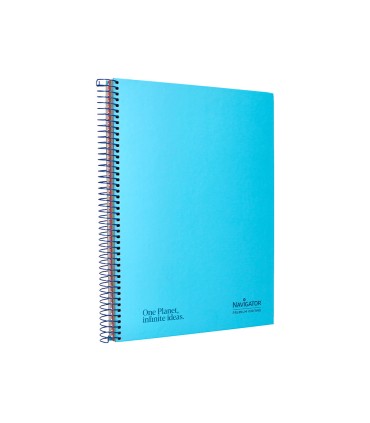 Cuaderno espiral navigator a4 micro tapa forrada 120h 80gr horizontal 5 banda 4 taladros color celeste