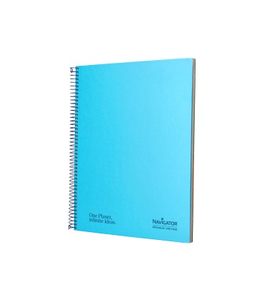 Cuaderno espiral navigator a4 micro tapa forrada 120h 80gr horizontal 5 banda 4 taladros color celeste