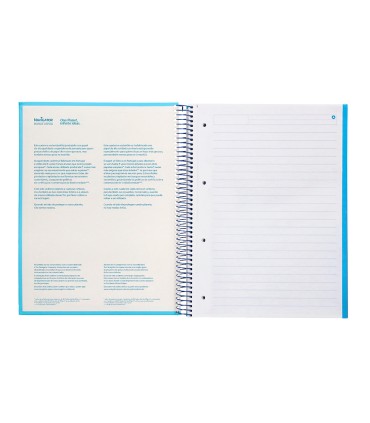 Cuaderno espiral navigator a4 micro tapa forrada 120h 80gr horizontal 5 banda 4 taladros color celeste