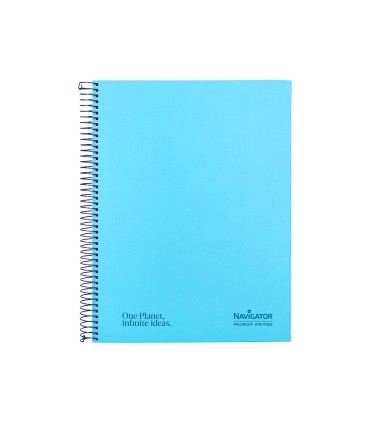 Cuaderno espiral navigator a4 micro tapa forrada 120h 80gr horizontal 5 banda 4 taladros color celeste