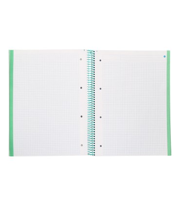 Cuaderno espiral navigator a4 micro tapa forrada 80h 80gr cuadro 5mm 1 banda color menta