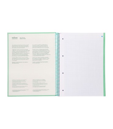 Cuaderno espiral navigator a4 micro tapa forrada 80h 80gr cuadro 5mm 1 banda color menta