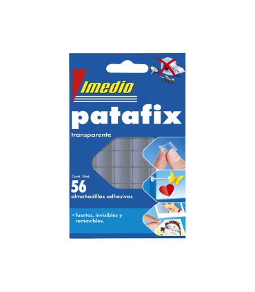 Sujetacosa imedio patafix almohadilla adhesiva transparente removible blister de 56 unidades