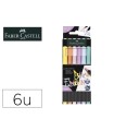 Rotulador faber castell edicion black punta de pincel pastel caja de 6 unidades colores surtidos