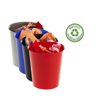 Papelera plastico archivo 2000 ecogreen 100 reciclada 18 litros color rojo 290x310