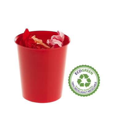 Papelera plastico archivo 2000 ecogreen 100 reciclada 18 litros color rojo 290x310