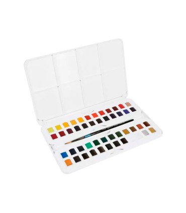 Acuarela daler rowney aquafine caja metalica de 48 colores surtidos con pincel