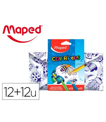 Set para colorear maped 12 rotuladores 12 lapices colores surtidos