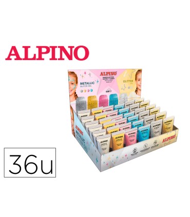 Expositor alpino gel maquillaje 24 glittter gel metalico 12 glitter gel