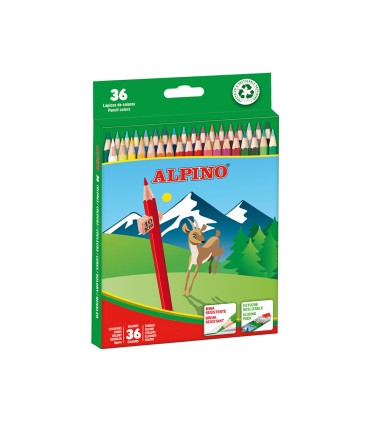 Lapices de colores alpino caja 36 unidades colores surtidos largos