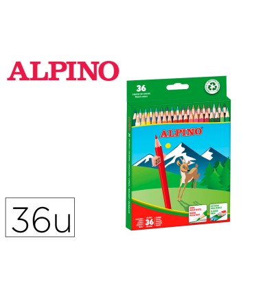 Lapices de colores alpino caja 36 unidades colores surtidos largos