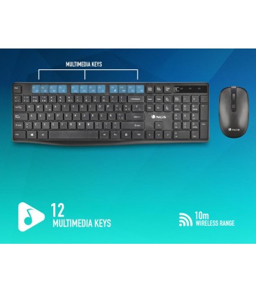 Set teclado y raton ngs hype kit inalambrico color negro