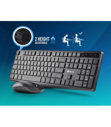 Set teclado y raton ngs hype kit inalambrico color negro