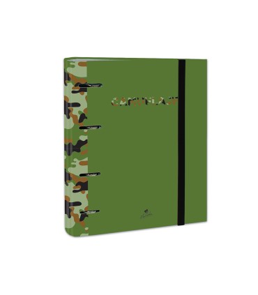 Carpeta de 4 anillas de 40 mm mixtas carton forrado folio colores surtidos camuflaje 6 disenos