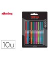 Rotulador rotring fineliner punta metalica 0,4 mm pack de 10 colores surtidos