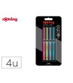 Rotulador rotring fineliner punta metalica 0,4 mm pack de 4 colores surtidos