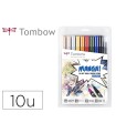 Rotulador tombow dual brush doble punta pincel manga shonen estuche de 10 unidades colores surtidos