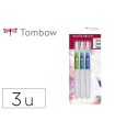 Pincel tombow water brush con deposito rellenable blister de 3 unidades punta fina/media/plana