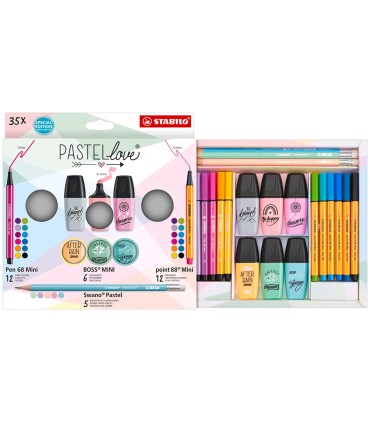 Set stabilo pastel love mini world pen 68 point 88 boss swano 35 unidades surtidas