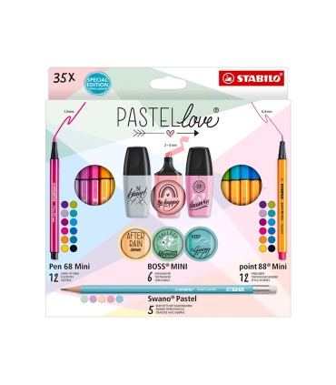 Set stabilo pastel love mini world pen 68 point 88 boss swano 35 unidades surtidas