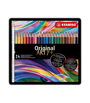 Lapices de colores stabilo acuarelables original arty estuche metalico de 24 colores surtidos