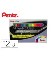 Lapices pentel oil pastel caja de 6 colores metalicos y 6 colores fluorescente