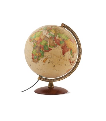 Globo terraqueo nova rico con luz antiqus base de madera y meridiano metalico 30 cm de diametro