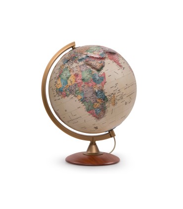 Globo terraqueo nova rico con luz colombo relieve base de madera y meridiano de plastico 30 cm diametro