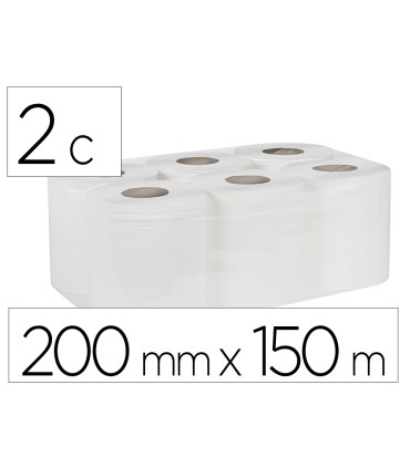 Papel secamanos bunzl greensource 2 capas celulosa blanca 200 mm x 150 mt paquete de 6 rollos