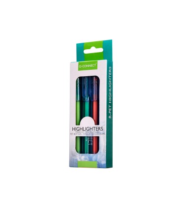 Rotulador q connect fluorescente punta biselada fabricado pet reciclado caja de 4 unidades colores surtidos