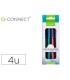 Rotulador q connect fluorescente punta biselada fabricado pet reciclado caja de 4 unidades colores surtidos