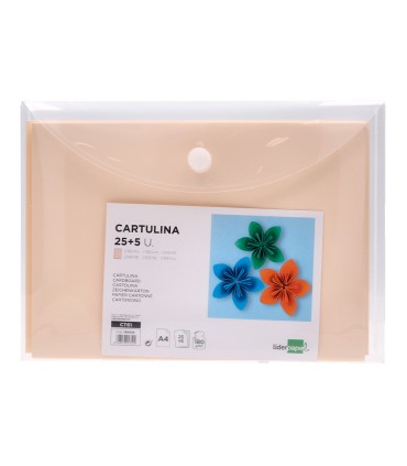 Cartulina liderpapel a4 180g m2 crema paquete de 255 hojas