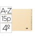 Indice alfabetico liderpapel cartulina para archivador 15 posiciones a z cuarto apaisado