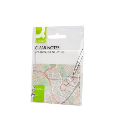 Bloc de notas adhesivas quita y pon q connect 76x76 mm removible plastico translucido blanco 50 hojas