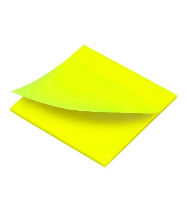 Bloc de notas adhesivas quita y pon q connect 76x76 mm removible plastico translucido amarillo neon con 50 hojas