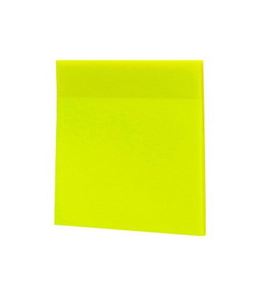 Bloc de notas adhesivas quita y pon q connect 76x76 mm removible plastico translucido amarillo neon con 50 hojas