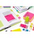 Bloc de notas adhesivas quita y pon milan 76x76 mm removible plastico translucido rosa fluor 50 hojas