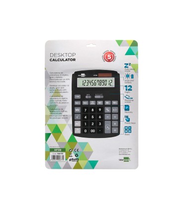 Calculadora liderpapel sobremesa xf39 12 digitos solar y pilas color negro 190x140x32 mm 40 reciclada