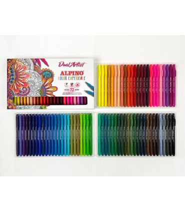 Rotulador alpino dual artist doble punta color experience estuche de 72 unidades colores surtidos