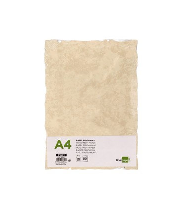 Papel pergamino liderpapel din a4 con bordes 180g m2 color crema paquete de 50 hojas