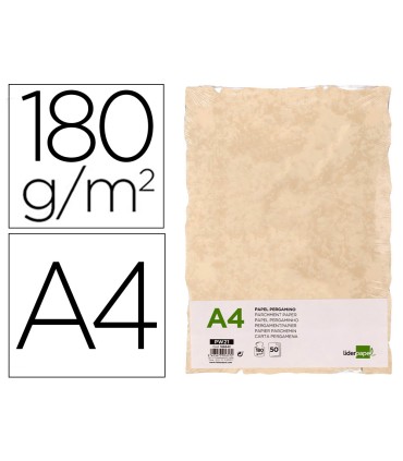 Papel pergamino liderpapel din a4 con bordes 180g m2 color crema paquete de 50 hojas