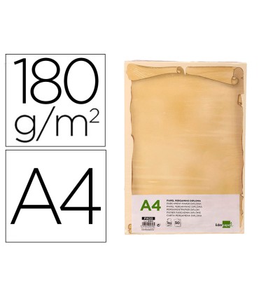 Papel pergamino liderpapel din a4 diploma 180 g m2 paquete de 50 hojas