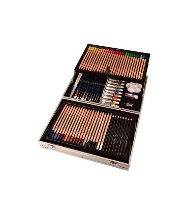 Maletin de pinturas daler rowney metalico 122 piezas 347x94x240 mm