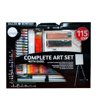 Set de pinturas daler rowney 115 piezas con caballete de aluminio plegable 457x73x584 mm